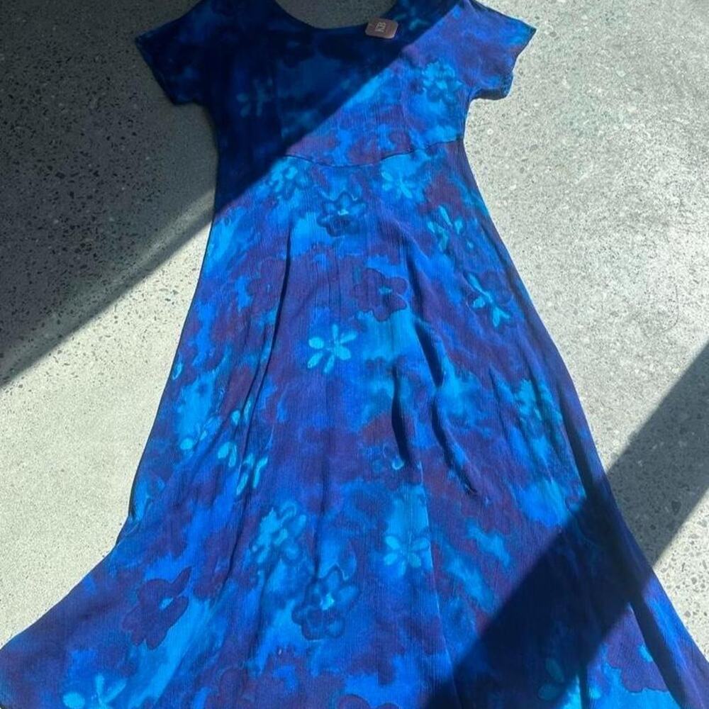 Vintage Rabbit Rabbit Rabbit Designs Blue Floral Maxi Dress Size 12 summer